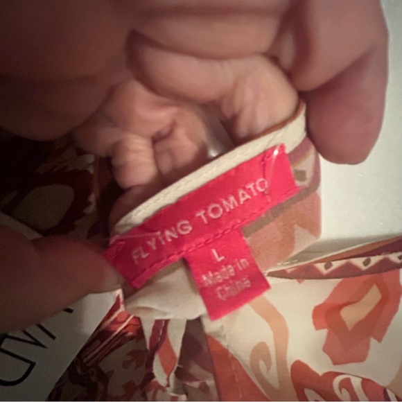 Flying Tomato Red and Orange Patterned Blouse NWT , Large - Picture 4 of 4